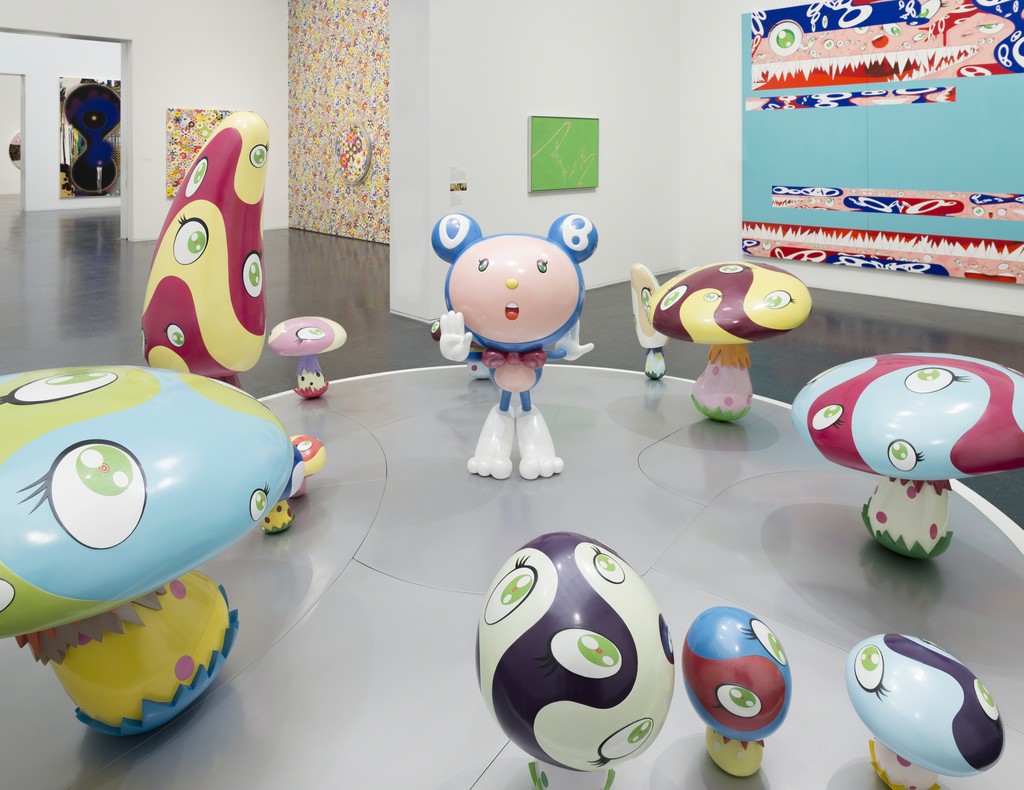 Installation view, Takashi Murakami: The Octopus Eats its Own Leg, MCA Chicago, June 6 – September 24, 2017. Photo: Nathan Keay, © MCA Chicago. Installation view, Takashi Murakami: The Octopus Eats its Own Leg, MCA Chicago, June 6 – September 24, 2017. Photo: Nathan Keay, © MCA Chicago.