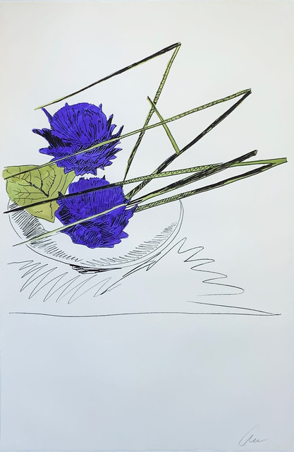 Andy Warhol, ‘Flowers (116 HC)’, 1970, Drawing, Collage or other Work on Paper, Screenprint on paper with hand-colored flowers, Taglialatella Galleries