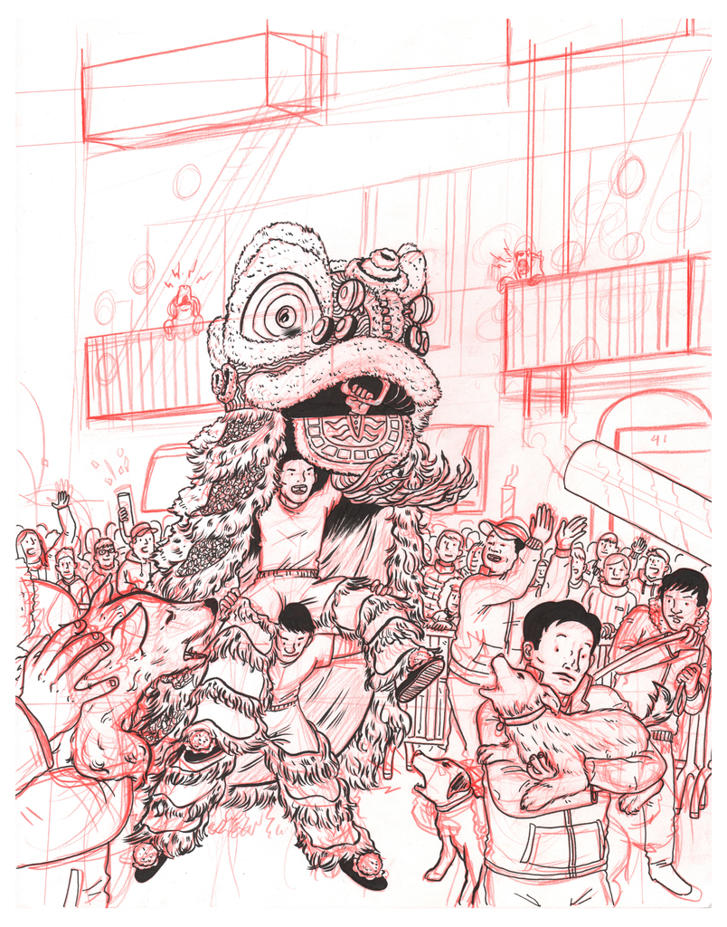 Jeremy Nguyen, Year of the Dog, 2018, Pencil and Ink on Bristol.
"This was a personal piece made as a pitch to be a possible New Yorker cover. I've always wanted to see a New Yorker cover that speaks to the thriving Asians and Asian Americans that live in this great city, and the most iconic moment is the Lunar New Year celebration in Chinatown."
Sale launches February 24, 2020. Jeremy Nguyen, Year of the Dog, 2018, Pencil and Ink on Bristol.
"This was a personal piece made as a pitch to be a possible New Yorker cover. I've always wanted to see a New Yorker cover that speaks to the thriving Asians and Asian Americans that live in this great city, and the most iconic moment is the Lunar New Year celebration in Chinatown."
Sale launches February 24, 2020.