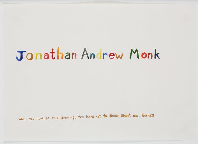Jonathan Monk, ‘Jonathan Andrew Monk’, 1996, Drawing, Collage or other Work on Paper, Watercolor on paper, Giampaolo Abbondio