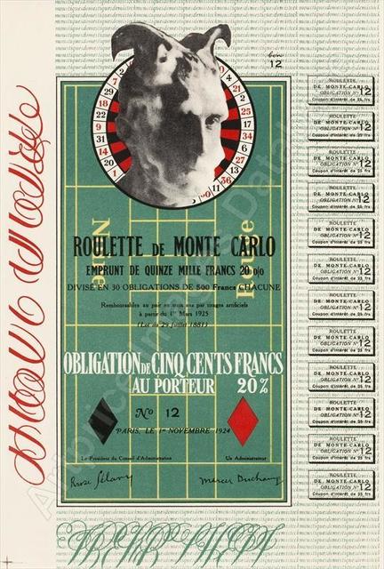Marcel Duchamp, ‘Obligation Monte Carlo / Monte Carlo Bond’, 1938, Stubbs Fine Art