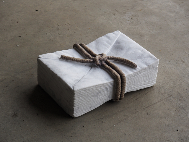 Valeria Vaccaro, ‘Packet of letter’, 2021, Sculpture, White Carrara marble and inks, Galleria Punto Sull'Arte