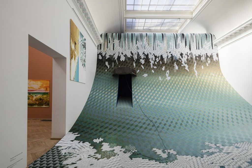 John Kørner, "Tsunami with dancefloor", 2017. Mixed Media. Installation view from 'Altid mange problemer', Kunsthal Charlottenborg, 2017. Photo by Anders Sune Berg. John Kørner, "Tsunami with dancefloor", 2017. Mixed Media. Installation view from 'Altid mange problemer', Kunsthal Charlottenborg, 2017. Photo by Anders Sune Berg.