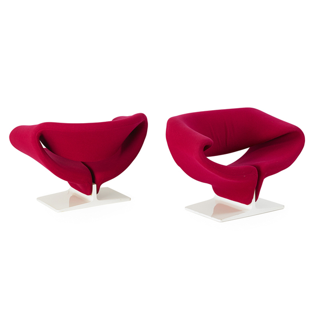 Pierre Paulin (1927-2009), ‘Pair of Ribbon chairs, France/The Netherlands’, Design/Decorative Art, Stretch upholstery, painted wood, Rago/Wright