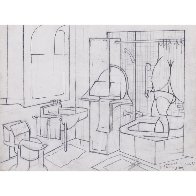Valerio Adami, ‘Bathroom, New York, 26.1.68’, 1968, PIASA