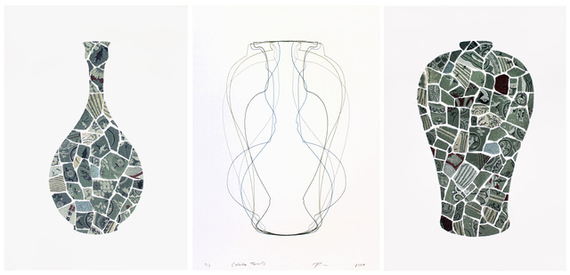 Jean Shin, ‘Celadon Threads’, 2008, Print, Digital embroidery and stitching, inkjet print on Arches Paper, Goya Contemporary/Goya-Girl Press