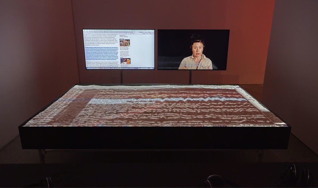 Installation view of "Hito Steyerl: Duty-Free Art" at Museo Nacional Centro de Arte Reina Sofia. November 2015. Photograph: Joaquìn Cortés/Román Lores. Installation view of "Hito Steyerl: Duty-Free Art" at Museo Nacional Centro de Arte Reina Sofia. November 2015. Photograph: Joaquìn Cortés/Román Lores.