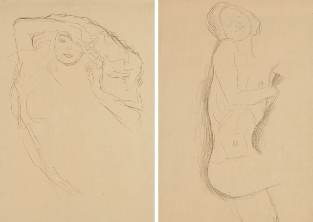 Gustav Klimt Frau Mit Fliegenden Haaren Das Linke Auge Verdeckt Akt Nach Rechts 1917 1918 Artsy