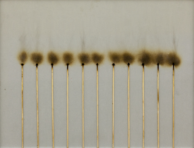 Bernard Aubertin, ‘Dessin de feu ’, 1974, Painting, Burnt matches on cardboard, ABC-ARTE