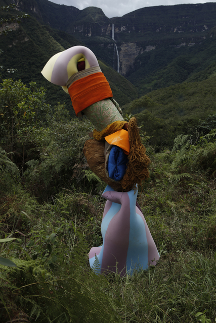 Lorenzo Vitturi, ‘Manta, Foam, Green Fortuny, Ccolli dyed Yarn, Blue Net, Orange Sheep Hat, Coffee Bean Bag, Juta Wire, Wood in Gocta’, 2019, Photography, Archival Pigment Print, Flowers