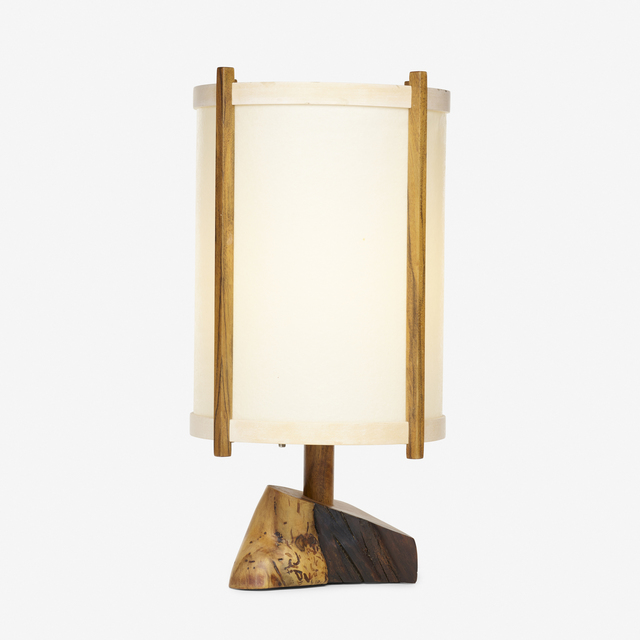 George Nakashima, ‘table lamp’, 1984, Design/Decorative Art, American black walnut, holly, parchment, Rago/Wright