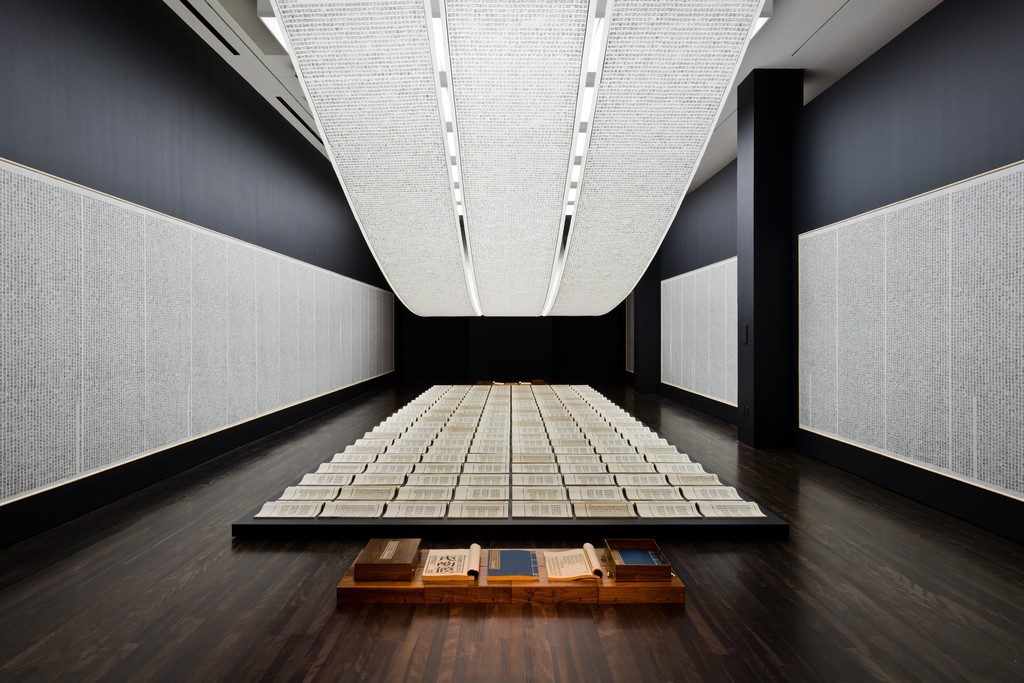 Installation view of Xu Bing: Book from The Sky at the Blanton Museum of Art, 2016 Courtesy of Xu Bing Studio. Photo by Colin Doyle Installation view of Xu Bing: Book from The Sky at the Blanton Museum of Art, 2016 Courtesy of Xu Bing Studio. Photo by Colin Doyle