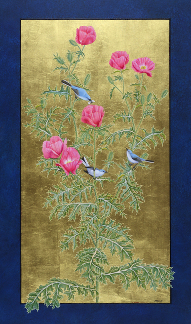 Margie Crisp, ‘Rose Prickly Poppy and Blue-Grey Gnatcatchers’, 2018, William Reaves | Sarah Foltz Fine Art