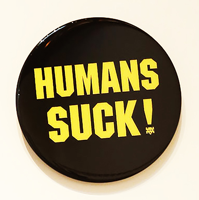Invader, ‘Badge 6 (HUMANS SUCK!)’, 2018, Mixed Media, Mixed media, Taglialatella Galleries