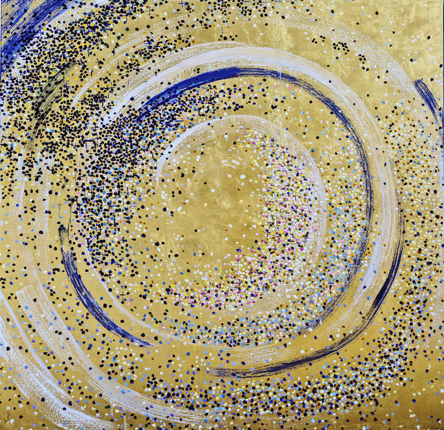 Michelle Sakhai, ‘Wheel of Fortune, X’, 2018, Painting, Oil and metal leaf on canvas, Madelyn Jordon Fine Art