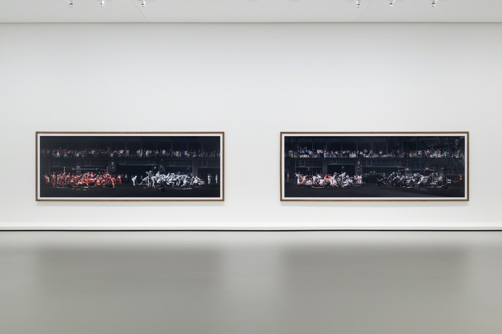 Installation view of Andreas Gursky, "F1 Boxenstopp I-II" (2007). Fondation Louis Vuitton, Paris. © Andreas Gursky / Adagp, Paris 2015 /Courtesy Sprüth Magers, Berlin London pour l’œuvre de l’artiste. Photo Fondation Louis Vuitton / Martin Argyroglo. Installation view of Andreas Gursky, "F1 Boxenstopp I-II" (2007). Fondation Louis Vuitton, Paris. © Andreas Gursky / Adagp, Paris 2015 /Courtesy Sprüth Magers, Berlin London pour l’œuvre de l’artiste. Photo Fondation Louis Vuitton / Martin Argyroglo.