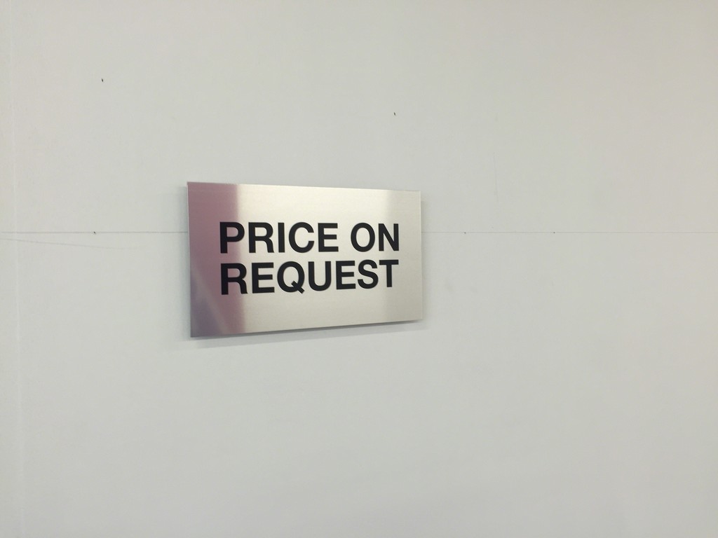 Christian Robert-Tissot, Price on Request, 2017, screenprint on aluminium Christian Robert-Tissot, Price on Request, 2017, screenprint on aluminium