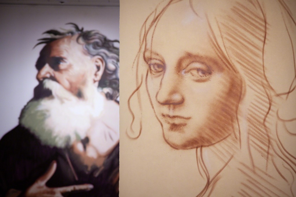 Andrea Ravo Mattoni,
Tracing with Leonardo da Vinci, 2018, spray on tracing paper
Pier Francesco Mola, Sant'Andrea, 2018, spray on wall Andrea Ravo Mattoni,
Tracing with Leonardo da Vinci, 2018, spray on tracing paper
Pier Francesco Mola, Sant'Andrea, 2018, spray on wall