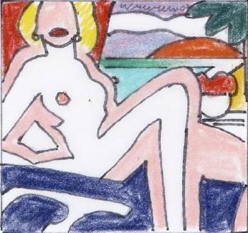 Tom Wesselman - Study for Seated Sunset Nude