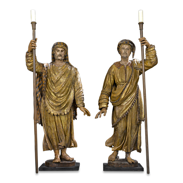 Unknown Artist, ‘17TH-CENTURY VENETIAN FIGURAL TORCHÈRES’, 1600-1630, Sculpture, Wood, M.S. Rau