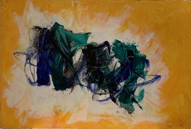 Cleve Gray, ‘Untitled (Blue & Green)’, 1999, Painting, Acrylic on Arches paper, Anders Wahlstedt Fine Art