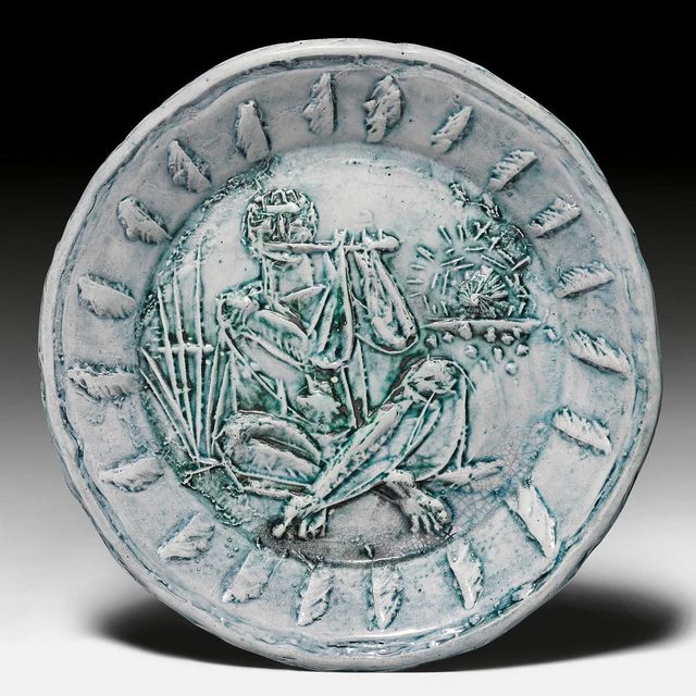 Pablo Picasso, ‘Joueur de flûte’, 1951, Design/Decorative Art, Plate. Ceramic painted in green and blue., Koller Auctions