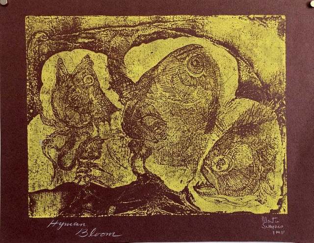 Hyman Bloom, ‘Boston Abstract Expressionist Color Hyman Bloom Monoprint Etching Print Fish ’, 20th Century, Print, Etching, Monoprint, Lions Gallery