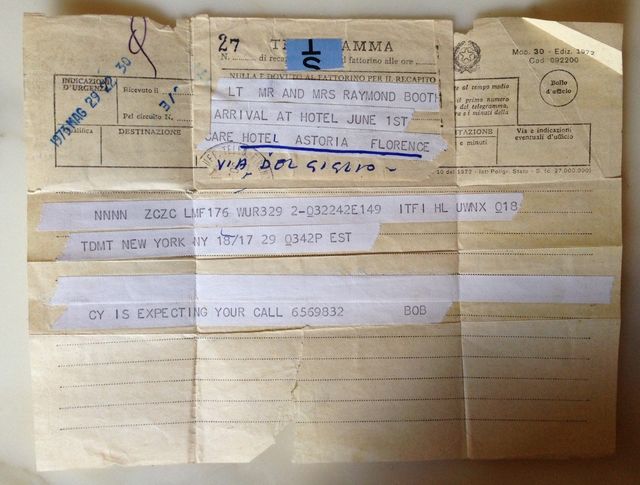 Robert Rauschenberg, ‘"Cy is expecting your call 656-9832, Bob", Telegram’, 1973, VINCE fine arts/ephemera
