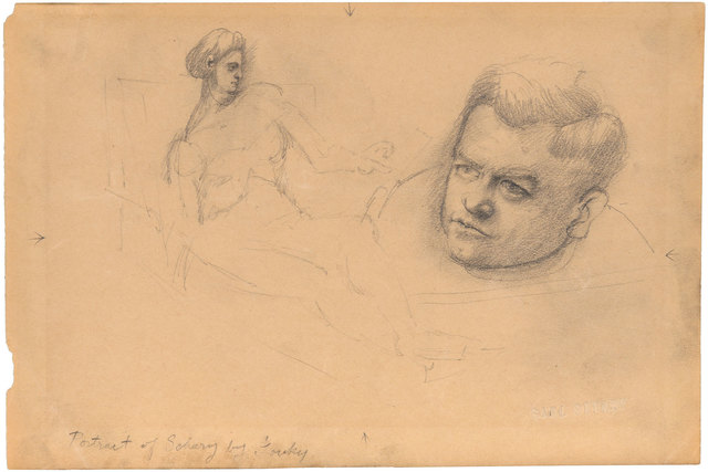 Arshile Gorky, ‘Portrait of Schary’, circa 1938-42, Drawing, Collage or other Work on Paper, Graphite on paper, Doyle
