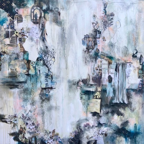 Marie-Josée Bergeron, ‘Waiting Room’, 2019, Painting, Alcohol ink, acrylic paint and mixed medias on canvas, Artêria