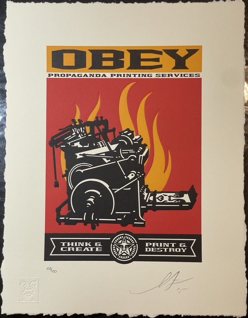 Shepard Fairey Print & Destroy Letterpress Print Contemporary Street Art