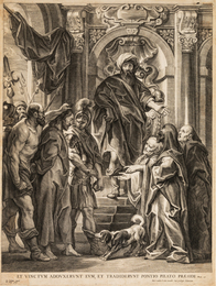 A Group of Works by Various Artists: Titian and His Mistress by Sir Anthony Van Dyck (Flemish, 1599-1641), Jesus Before Pilate, after Jacobus Jordaens by Jacobus Neeffs (Dutch, 1610-1660), Cardinal Joseph Kneeling Before the Virgin, after Sir Anthony Van Dyck by Paulus Pontius (Flemish, 1603-1658), and Landscape, after Peter Paul Rubens by Lucas Van Uden (Flemish, 1595-1672)