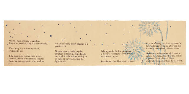 Kiki Smith, ‘From Concordance’, 2006, Print, Stenciled acrylic paint and silkscreened text on over beaten flax, Gallery Aferro