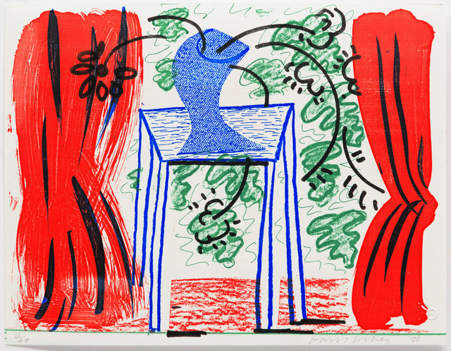 David Hockney, ‘Still Life with Curtains’, 1986, Leslie Sacks Gallery