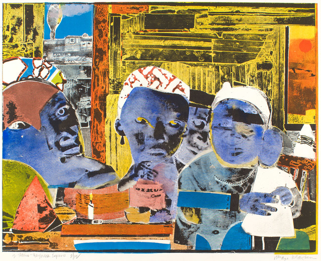 Romare Bearden, ‘12 Trains - Daybreak Express’, 1974, Drawing, Collage or other Work on Paper, Hand colored etching, Alan Avery Art Company
