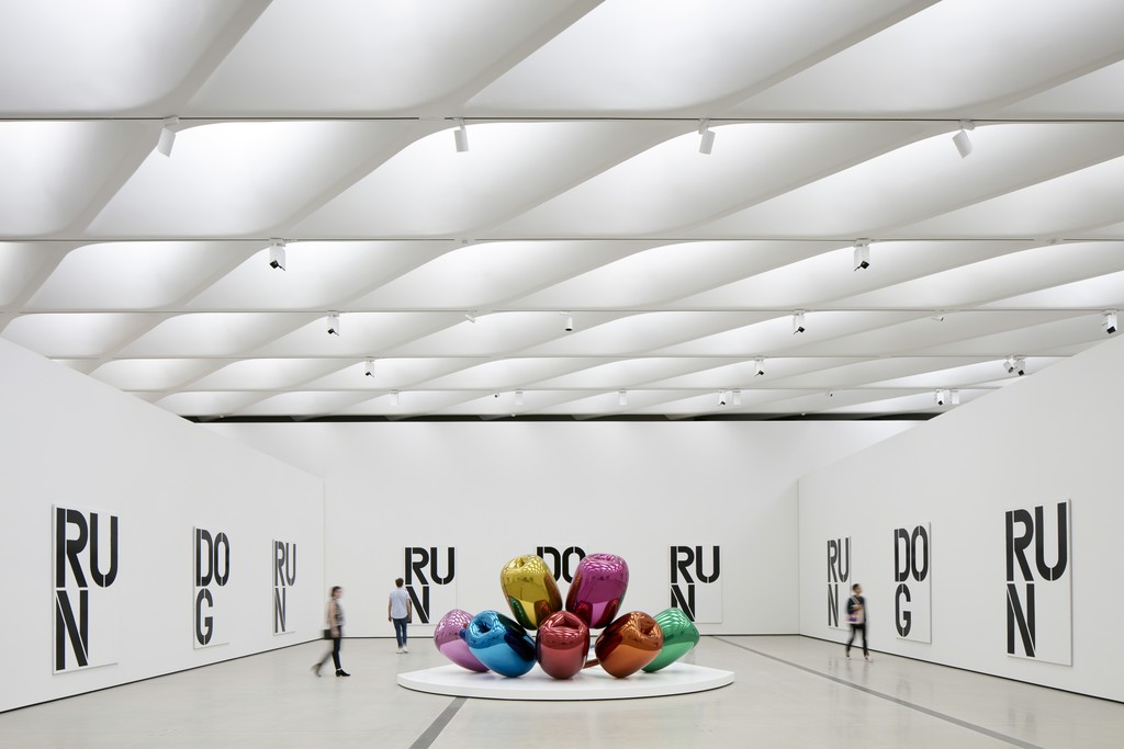 Installation of works by Christopher Wool and Jeff Koons in The Broad's third-floor galleries; photo by Bruce Damonte, courtesy of The Broad and Diller Scofidio + Renfro Installation of works by Christopher Wool and Jeff Koons in The Broad's third-floor galleries; photo by Bruce Damonte, courtesy of The Broad and Diller Scofidio + Renfro